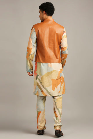 Soup By Sougat Paul-Conversational Printed Bundi With Kurta Set-INDIASPOPUP.COM
