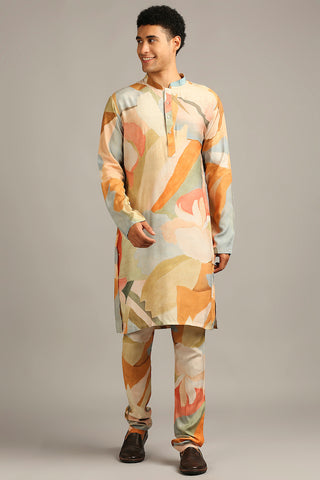 Soup By Sougat Paul-Conversational Printed Bundi With Kurta Set-INDIASPOPUP.COM