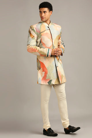 Soup By Sougat Paul-Conversational Printed Sherwani Set-INDIASPOPUP.COM