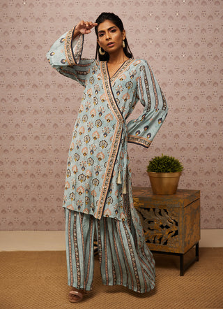 Soup By Sougat Paul-Blue Sarouk Embroidered Angarkha With Pants-INDIASPOPUP.COM