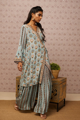 Soup By Sougat Paul-Blue Sarouk Embroidered Angarkha With Pants-INDIASPOPUP.COM
