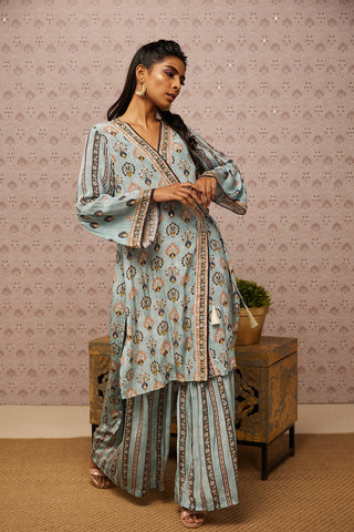 Soup By Sougat Paul-Blue Sarouk Embroidered Angarkha With Pants-INDIASPOPUP.COM