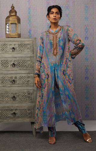 Soup By Sougat Paul-Multicolor Ikaya Embroidered Kurta With Pant-INDIASPOPUP.COM