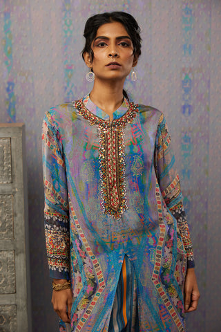 Soup By Sougat Paul-Multicolor Ikaya Embroidered Kurta With Pant-INDIASPOPUP.COM