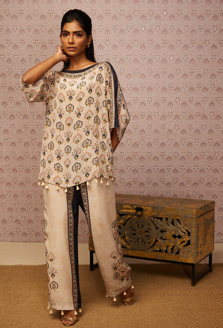 Soup By Sougat Paul-Beige Sarouk Embroidered Top With Bottom-INDIASPOPUP.COM
