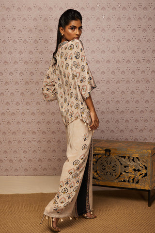 Soup By Sougat Paul-Beige Sarouk Embroidered Top With Bottom-INDIASPOPUP.COM