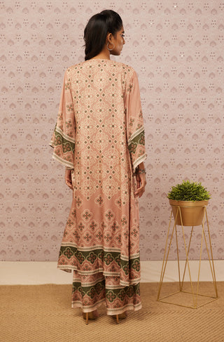 Soup By Sougat Paul-Peach Green Printed Top With Bottom And Jacket-INDIASPOPUP.COM