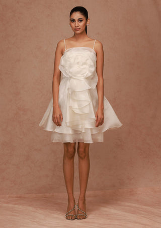 Shriya Som-Ivory Rose Drape Dress-INDIASPOPUP.COM