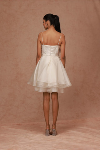 Shriya Som-Ivory Rose Drape Dress-INDIASPOPUP.COM