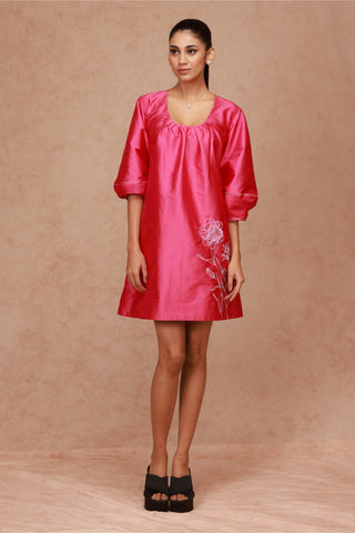 Shriya Som-Pink Taffeta Trapeze Dress-INDIASPOPUP.COM