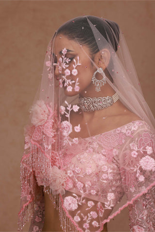 Shriya Som-Pink Floral Embroidered Lehenga Set-INDIASPOPUP.COM