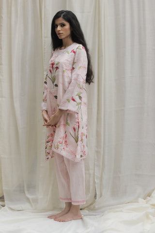 Shivani Bhargava-Pink Tulip Linen Short Tunic-INDIASPOPUP.COM