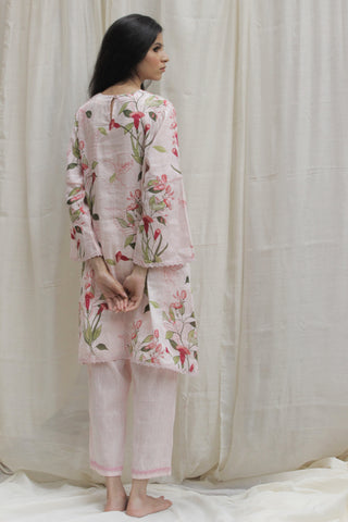 Shivani Bhargava-Pink Tulip Linen Short Tunic-INDIASPOPUP.COM