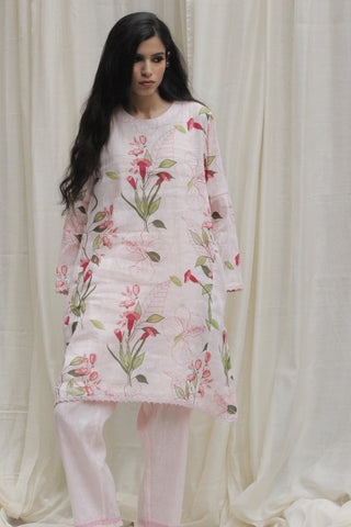 Shivani Bhargava-Pink Tulip Linen Short Tunic-INDIASPOPUP.COM