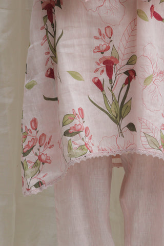 Shivani Bhargava-Pink Tulip Linen Short Tunic-INDIASPOPUP.COM