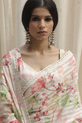 Shivani Bhargava-Floral Print Magnolia Saree-INDIASPOPUP.COM