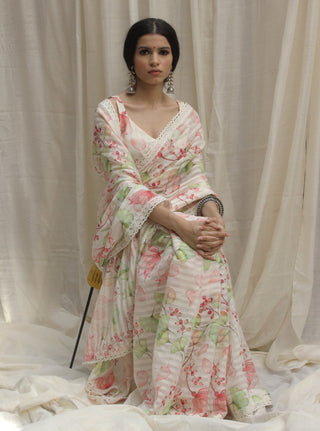 Shivani Bhargava-Floral Print Magnolia Saree-INDIASPOPUP.COM