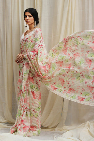 Shivani Bhargava-Floral Print Magnolia Saree-INDIASPOPUP.COM