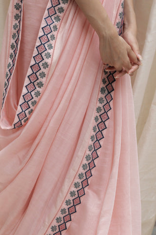 Shivani Bhargava-Baby Pink Aztec Border Saree-INDIASPOPUP.COM