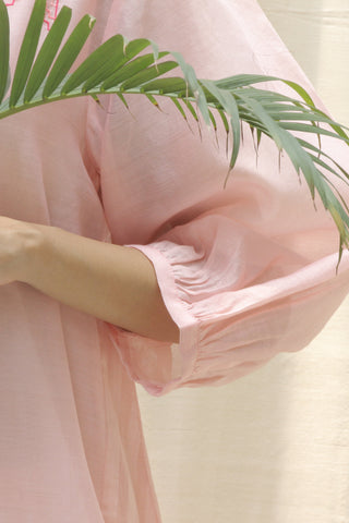 Shivani Bhargava-Baby Pink Ombre Embroidered V-Neck Dress-INDIASPOPUP.COM