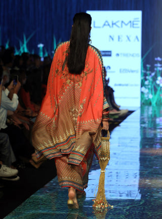 Rajdeep Ranawat-Coral Silk Kaftan Tunic Shirt-INDIASPOPUP.COM