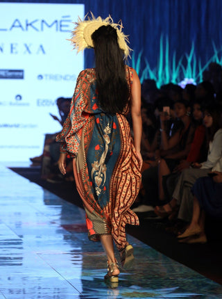 Rajdeep Ranawat-Rust Silk Kaftan Dress-INDIASPOPUP.COM