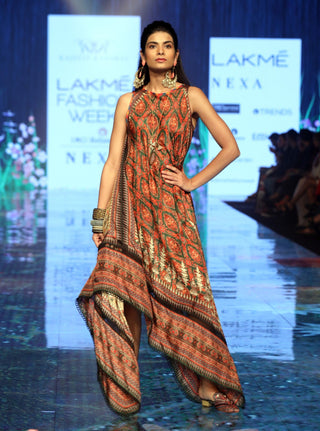 Rajdeep Ranawat-Moss Green Hem Bias Cut Dress-INDIASPOPUP.COM