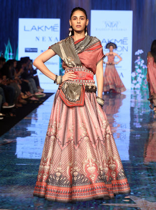 Rajdeep Ranawat-Old Rose Pink Top With Skirt-INDIASPOPUP.COM