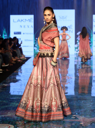 Rajdeep Ranawat-Old Rose Pink Top With Skirt-INDIASPOPUP.COM