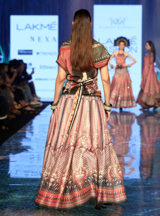 Rajdeep Ranawat-Old Rose Pink Top With Skirt-INDIASPOPUP.COM