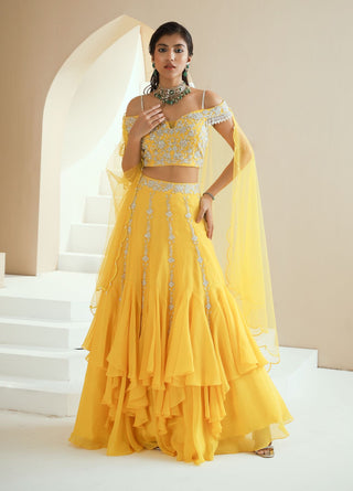 Yellow Embellished Lehenga Set