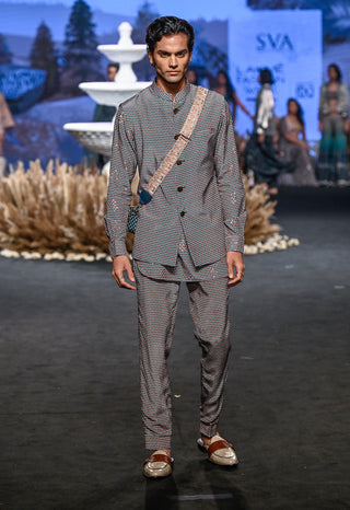 Sva By Sonam And Paras Modi-Pink Print Bundi With Shirt And Pant-INDIASPOPUP.COM