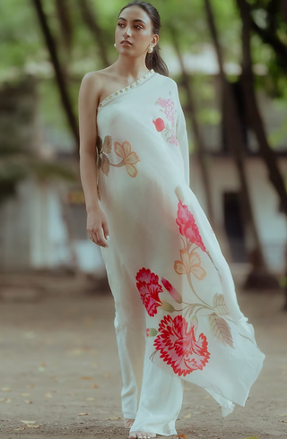 Off-white One Shoulder Long Top With Pants