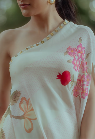 Off-white One Shoulder Long Top With Pants