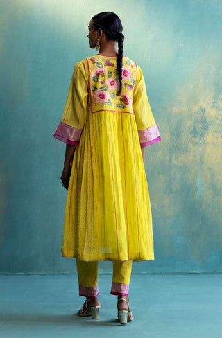 Shivani Bhargava-Yellow Chanderi  Kurta Set-INDIASPOPUP.COM