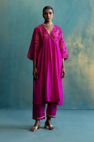 Shivani Bhargava-Pink Silk Kurta Set-INDIASPOPUP.COM