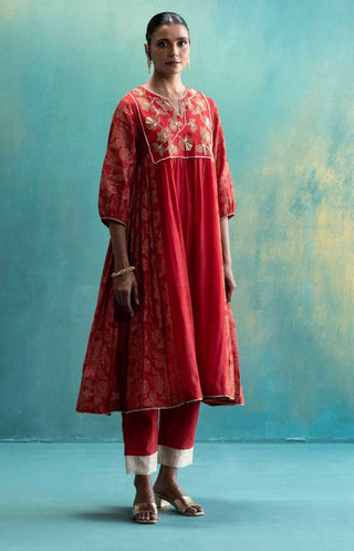 Shivani Bhargava-Red Chanderi Kurta Set-INDIASPOPUP.COM