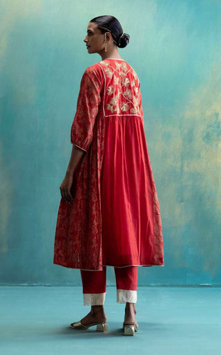 Shivani Bhargava-Red Chanderi Kurta Set-INDIASPOPUP.COM