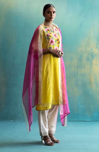 Shivani Bhargava-Yellow Chanderi Kurta Set-INDIASPOPUP.COM