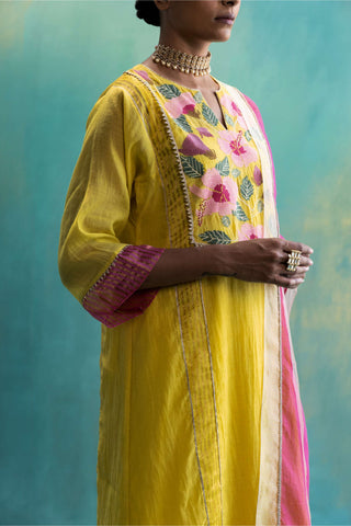 Shivani Bhargava-Yellow Chanderi Kurta Set-INDIASPOPUP.COM
