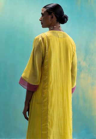 Shivani Bhargava-Yellow Chanderi Kurta Set-INDIASPOPUP.COM