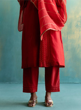 Shivani Bhargava-Red Chanderi Kurta Set-INDIASPOPUP.COM