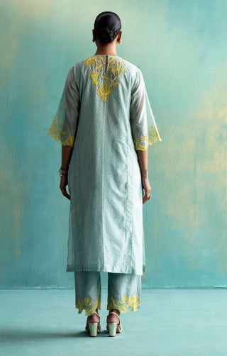 Shivani Bhargava-Sage Green Chanderi Kurta Set-INDIASPOPUP.COM