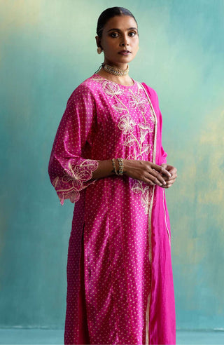 Shivani Bhargava-Pink Chanderi Kurta Set-INDIASPOPUP.COM