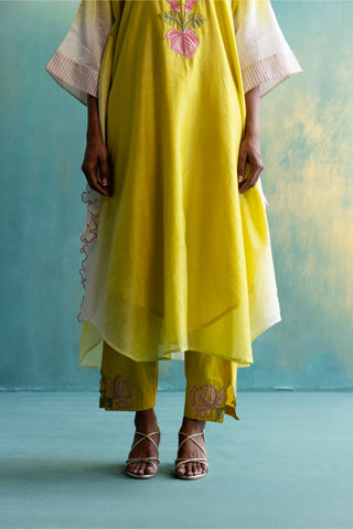 Shivani Bhargava-Yellow And Off-White Kaftan With Pant-INDIASPOPUP.COM