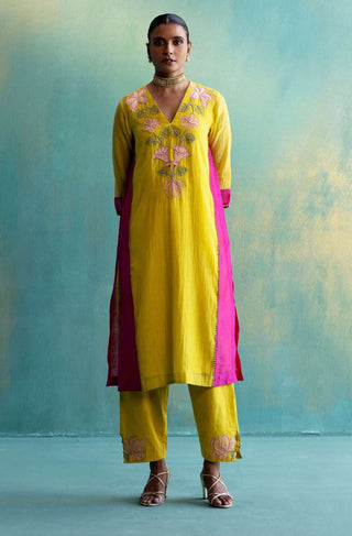 Shivani Bhargava-Yellow And Pink Kurta Set-INDIASPOPUP.COM