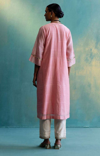 Shivani Bhargava-Old Rose Chanderi Kurta Set-INDIASPOPUP.COM