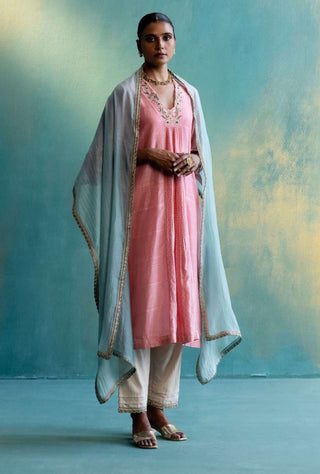 Shivani Bhargava-Old Rose Chanderi Kurta Set-INDIASPOPUP.COM