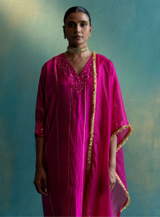 Shivani Bhargava-Pink Silk Tara Cape Set-INDIASPOPUP.COM