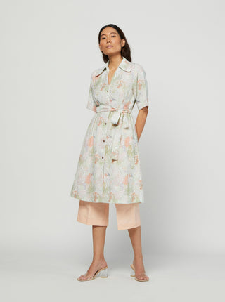 Meadow-Pink Linen Dress-INDIASPOPUP.COM